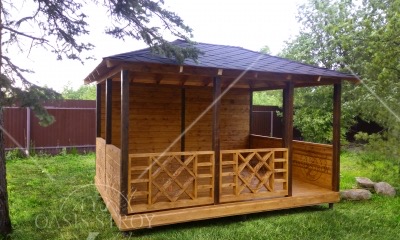 Беседка из клееного бруса «Оазис» 5×5, 25 м², деталь конструкции из бруса