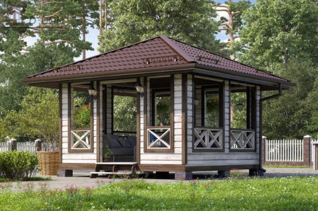 Беседка из мини-бруса для дачи «Елочка» 3×3, 9 м², деталь конструкции из бруса
